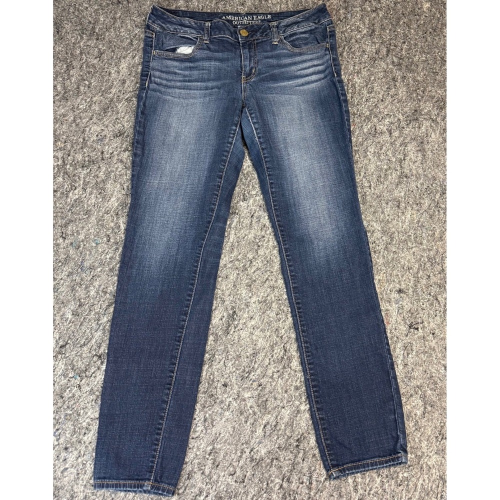 American Eagle Super Stretch Jegging Jeans Dark Wash Blue Low Rise Womens 10 Reg